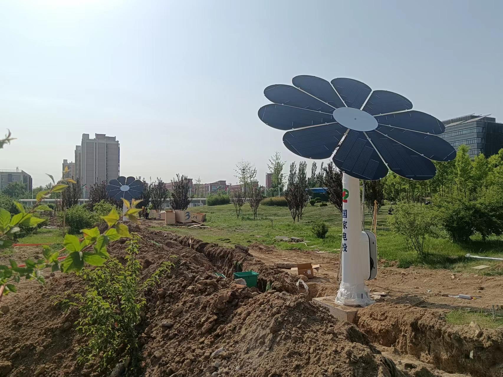 新能源光伏太陽花亮相北京，低碳發電照明設施
